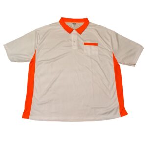 koszulka biala pomaranczowy kolnierzyk